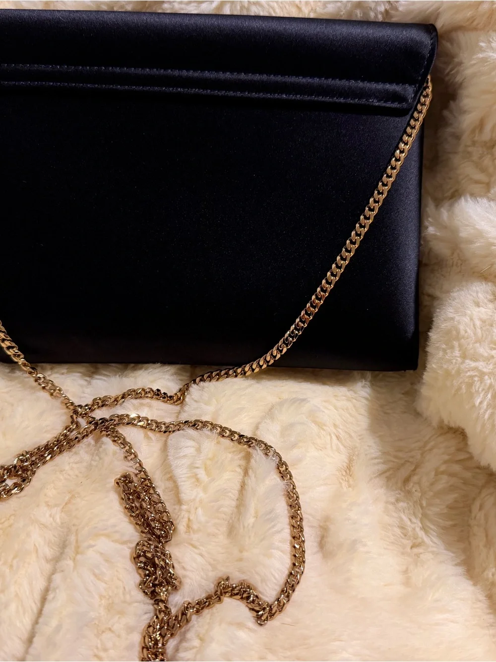 Versace Black Satin Medusa Crystal-Trim Crossbody with Gold Chain
